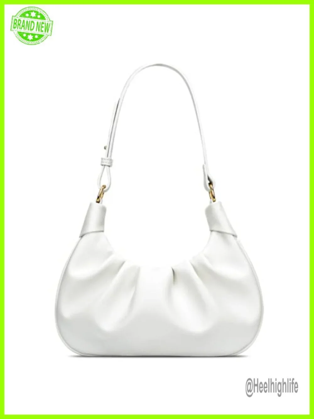 Faux Leather Hobo Shoulder Bag with Detachable Gold Chain